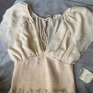 Altrd State Cream puff sleeve crop top